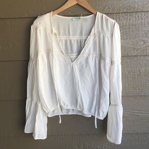 Kimchi blue cream bell sleeve cropped blouse